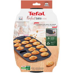 Forma de copt Tefal PerfectBake Mini Madelene, aluminiu reciclat, invelis antiaderent, 21x29 cm, negru & maro