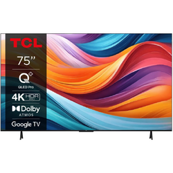 Televizor QLED TCL 75T7B, 189 cm, Smart Google TV, 4K Ultra HD, Clasa F