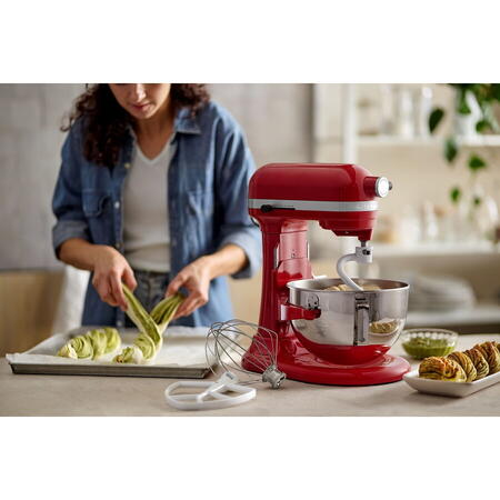 Mixer cu bol KitchenAid 5KSM55SXXEER, 5.2L, 375 W, Model HEAVY DUTY, Rosu