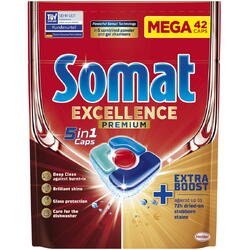 Detergent capsule pentru masina de spalat vase Somat Excellence 5in1, 42 spalari