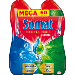 Detergent lichid pentru masina de spalat vase Somat Excellence Duo Gel, 60 spalari