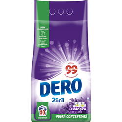 Detergent de rufe pudra Dero 2in1 Levantica si iasomie, 6 kg, 80 spalari