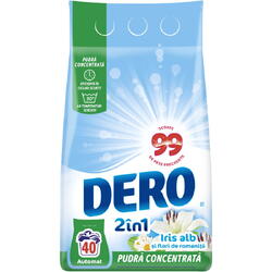 Detergent de rufe pudra Dero 2in1 Iris Alb, 3kg, 40 spalari