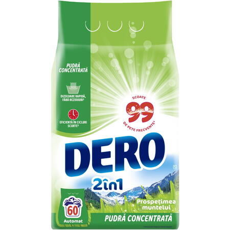 Detergent de rufe pudra Dero 2in1 Prospetimea Muntelui, 4.5 kg, 60 spalari