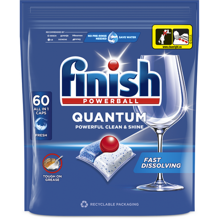 Detergent de vase pentru masina de spalat Finish Quantum, 60 tablete