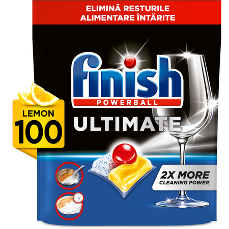 Detergent capsule pentru masina de spalat vase Finish Ultimate, Lemon, 100 spalari