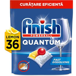 Detergent capsule pentru masina de spalat vase Finish Quantum All in 1 Lemon, 36 spalari