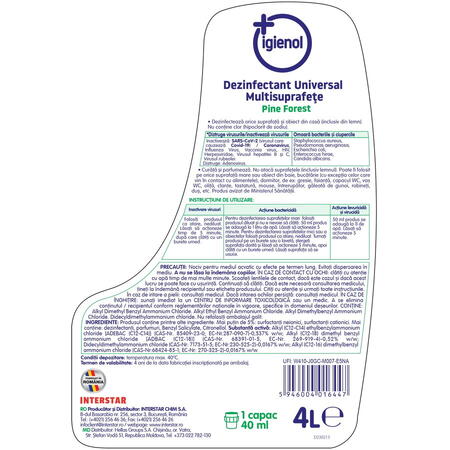 Dezinfectant universal fara clor Igienol Pine Fresh, 4l