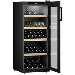 Vitrina pentru vinuri Liebherr WPbl 4601, 329 l, 166 sticle, Clasa F, Rafturi lemn, Control electronic, Touch Display, H 148,4 cm, Negru