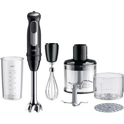 Mixer vertical Braun MQ55254M, 1000 W, 25 trepte viteza, Functie Turbo, Tocator SizeControl 500 ml, Pahar gradat 600 ml, Tel, Negru/Inox