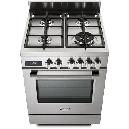 Aragaz profesional De Longhi PRO 66 MXL PZ RO, 4 arzatoare, Gaz + Electric, L 60 cm, Grill, inox