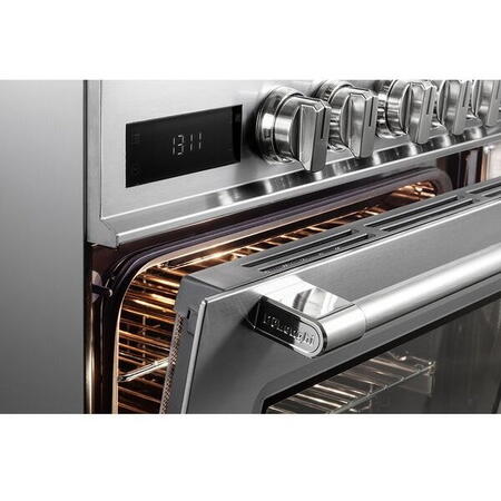 Aragaz profesional De Longhi PRO 66 MXL PZ RO, 4 arzatoare, Gaz + Electric, L 60 cm, Grill, inox