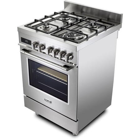Aragaz profesional De Longhi PRO 66 MXL PZ RO, 4 arzatoare, Gaz + Electric, L 60 cm, Grill, inox