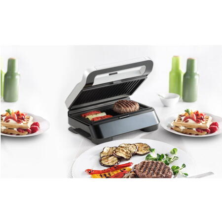 Sandwich-maker BRAUN SM5006, 800W, 2 seturi placi detasabile, invelis antiaderent premium, tava colectare grasime, argintiu-negru