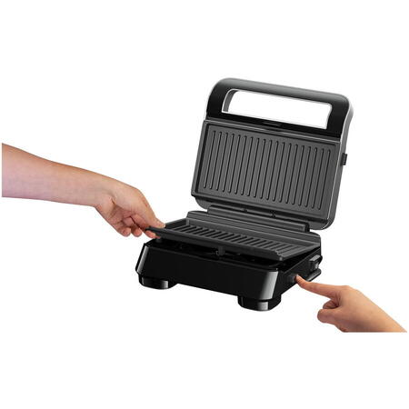 Sandwich-maker BRAUN SM5006, 800W, 2 seturi placi detasabile, invelis antiaderent premium, tava colectare grasime, argintiu-negru