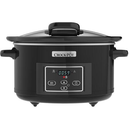 Slow cooker Crock-Pot CSC052X-01 Digital Hinged Lid, 4.7L, 220 W, Functie Pastrare la cald, Vas ceramica detasabil, Negru