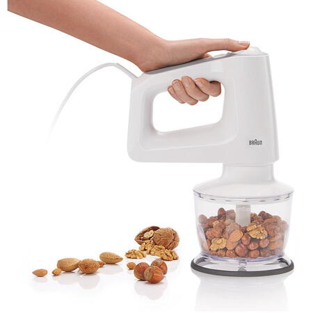 Mixer de mana MultiMix 3 HM 3135 WH, 5 niveluri variabile de viteza + mod turbo, 500 W,  Alb/gri