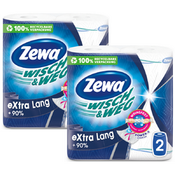 Pachet Prosoape de hartie Zewa Wisch&Weg Original Extra Long, 2 straturi, 4 role, 344 foi