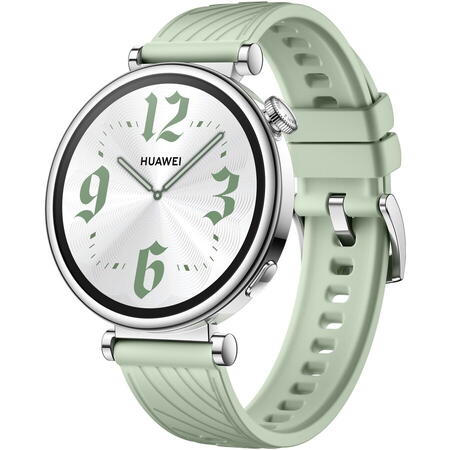 Smartwatch Huawei Watch GT 4, 41mm Stainless Steel Case with Green Fluoroelastomer Strap