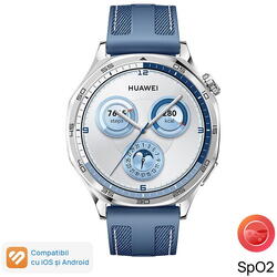 Smartwatch Huawei Watch GT 5, 46MM, Tarnish Stainless Steel Case, Blue Woven Strap