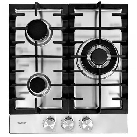 Plita Incorporabila Samus PSG-43SX1 3 Arzatoare pe Gaz Gratar Fonta Inox