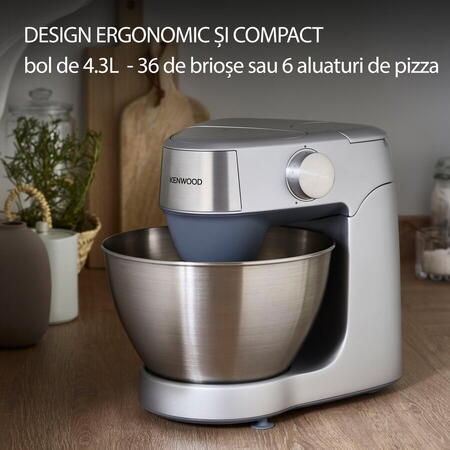 Robot de bucatarie KENWOOD Prospero+ KHC29A.M0SI, 1000 W, vas 4.3l, blender sticla 1.2l, masina de tocat, feliator cu 3 conuri, 3 accesorii patiserie, 6 trepte viteza, argintiu