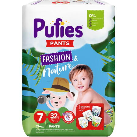 Scutece-chilotel Pufies Fashion&Nature, Marimea 7 Maxi, 17+ kg, 32 buc