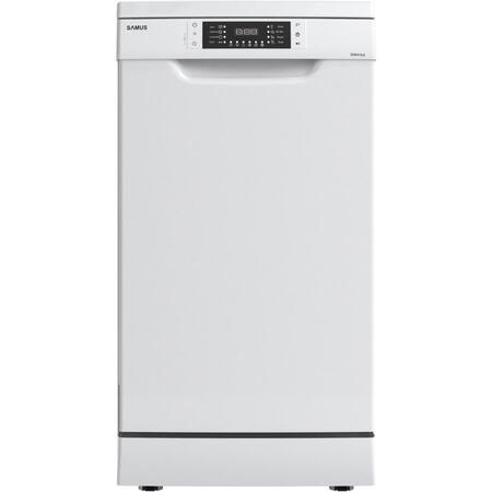 Masina de spalat vase Samus SDW410.8, 10 seturi, Latime 45 cm, 8 Programe, Clasa energetica E, Afisaj electronic, Alb