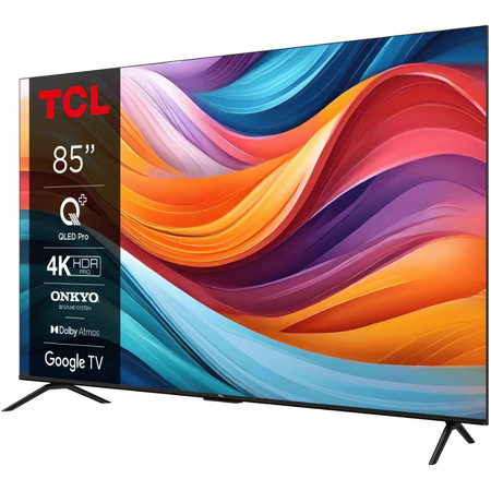 Televizor QLED TCL 85T7B, 214 cm, Smart Google TV, 4K Ultra HD, Clasa F