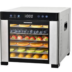 Heinner Deshidrator HFD-KD600SS, 650 W, Ecran led si control electronic, 6 tavi, Decoratiuni din Inox