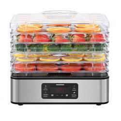 Heinner Deshidrator HFD-K400SS, 400 W, Ecran led si comanda electronica, 5 tavi, timer, Decoratiuni din Inox