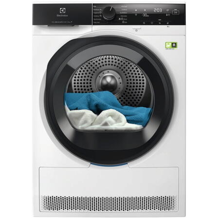 Uscator de rufe Electrolux EW7D495UCE, Pompa de caldura, 9 kg, 11 programe, Clasa A+++, Wi-Fi, Motor Inverter, Display LED, DelicateCare, Sensicare, Usa reversibila, Iluminare interioara tambur, Alb