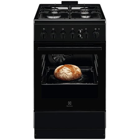Aragaz Electrolux LKG504022K, Gaz, 4 arzatoare, Siguranta plita si cuptor, Autocuratare catalitica, Grill electric, Rotisor, 50 cm, Negru