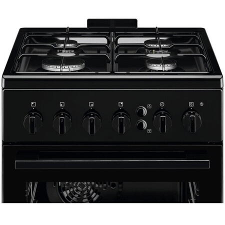 Aragaz Electrolux LKG504022K, Gaz, 4 arzatoare, Siguranta plita si cuptor, Autocuratare catalitica, Grill electric, Rotisor, 50 cm, Negru