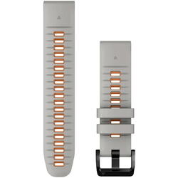 Curea ceas smartwatch Garmin, 22mm, QuickFit, Silicon, Fog Gray/Ember Orange