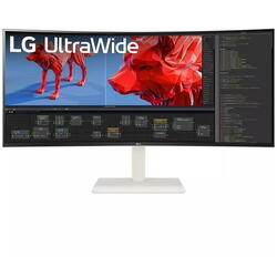 Monitor LG Ultrawide Curbat 37.5", IPS, 3840x2160, 1ms, 144hz, HDR 600, FreeSync Premium Pro, KVM, USB-C 90W, Pivot, HAS, Boxe 2x7W