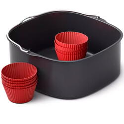 Set pentru copt XXL Philips Airfryer HD9957/00, seria 5000, Tava de copt (2,5l), 9 forme din silicon pentru briose