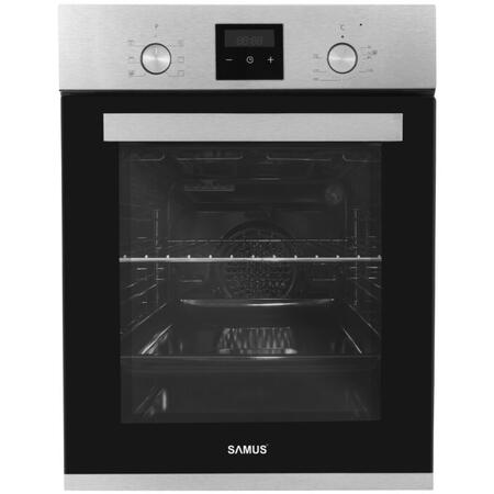 Cuptor incorporabil Samus SCE458GTXV, 1900 W, 47L, Latime 45 cm, 6 functii, Clasa energetica A, Grill, Timer, Ventilator, Gatire automata, Blocare acces copii, Negru/Inox