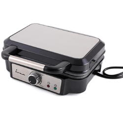 Aparat de facut gofre Fram FAG-M1000BKSS, 1000W, capacitate 2 gofre, placi fixe cu invelis antiaderent, temperatura ajustabila, indicator luminos, decoratiune inox capac, maner si panel, negru/gri