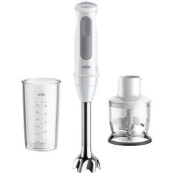 Mixer vertical Braun MQ50201M, 1000 W, 21 trepte viteza, Functie Turbo, Tocator 350 ml, Pahar gradat 600 ml, Alb/Gri