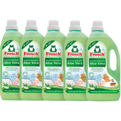 Pachet detergent ecologic lichid pentru rufe Frosch, cu Aloe Vera, 110 spalari, 5x1.5L