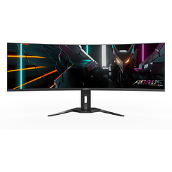 Monitor LED GIGABYTE Gaming AORUS CO49DQ Curbat 49 inch DQHD OLED 0.03 ms 144 Hz USB-C KVM HDR FreeSync Premium Pro