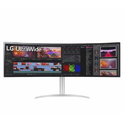 Monitor Curbat LED IPS LG UltraWide 49", Dual QHD (5120x1440), 32:9, 144Hz, 5ms, AMD FreeSync™ Premium Pro, G-Sync Compatible, VESA DisplayHDR™ 400, 3800R, Boxe 10W x2, USB Type-C, HDMI, Display Port, Pivot, alb/gri
