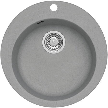 Pachet chiuveta bucatarie Alveus Victoria 10, material compozit, diametru 510mm, adancime 190mm, Gri Concrete + Baterie Kati, sifon inclus, Gri