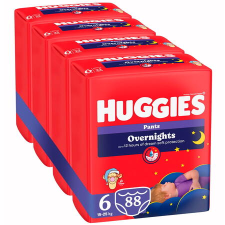 Pachet Scutece chilotel de noapte Huggies Overnights 6, 15-25 kg, 88 buc