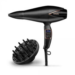 Uscator de par BaByliss D572DE, Ionic, Acoperire ceramica, 2200 W, Negru/Argintiu