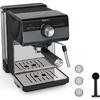 Espressor manual Krups Authentic+ C80 XP384G10, 15 bari, rezervor apa detasabil 2 L, duza spumare lapte, functie apa fierbinte, compatibilitate paduri ESE, oprire automata, negru