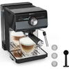 Espressor manual Krups Authentic+ C80 XP384G10, 15 bari, rezervor apa detasabil 2 L, duza spumare lapte, functie apa fierbinte, compatibilitate paduri ESE, oprire automata, negru