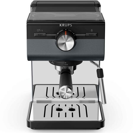 Espressor manual Krups Authentic+ C80 XP384G10, 15 bari, rezervor apa detasabil 2 L, duza spumare lapte, functie apa fierbinte, compatibilitate paduri ESE, oprire automata, negru