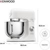 Robot de bucatarie KENWOOD kMiX KMX751AWH, 1000 W, vas inox 5 l, 6 trepte viteza, 3 accesorii patiserie, functie amestecare delicata, functie pornire lenta, alb